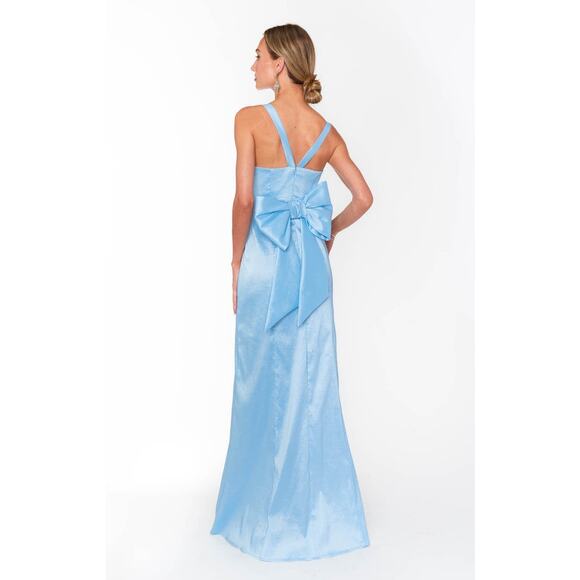 Show Me Your Mumu Charlotte Bow Dress in Light Blue Taffeta M - Picture 9 of 9